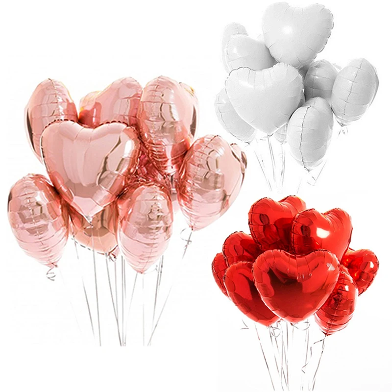 10 sztuk 18-calowych balonów foliowych w kształcie serca w kolorze różowego złota Dekoracje ślubne i urodzinowe Balony foliowe z aluminium Balony powietrzne Globos