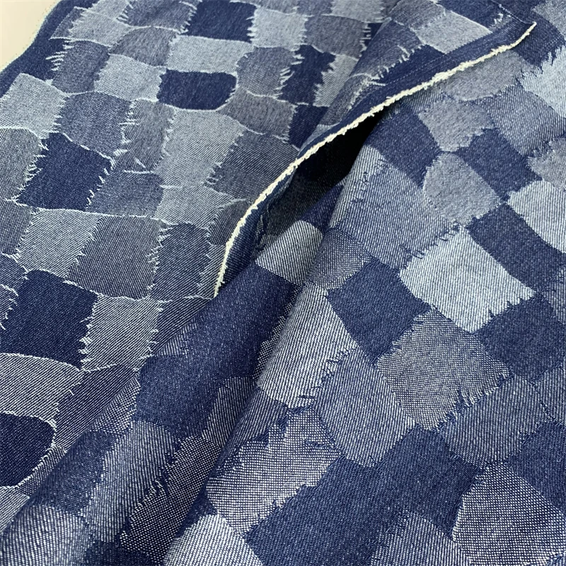 170cm szerokości ciemny niebieski Patchwork bawełna żakardowa tkanina dżinsowa gruba tkanina na dżinsy kurtki szycie projektant tkaniny 0.5 stoczni
