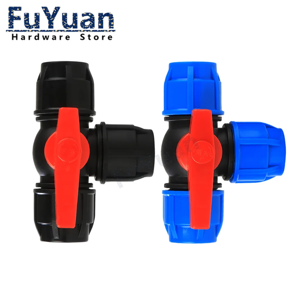 1PCS Plastic Tee Water Pipe Quick Valve Connector 20/25/32/40/50/63mm PP Tube Ball Valves Accessories Fittings wrench