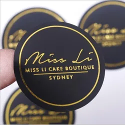 100 Sheets/Black Gold Foil Sticker Custom Commercial Logo Wedding Custom Label Golden Packaging Round Transparent Label you logo