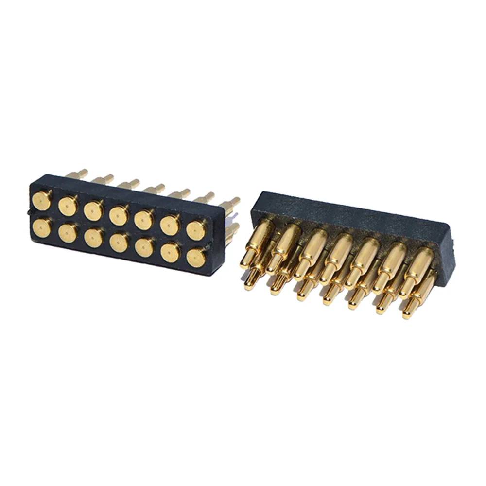 2 pcs Spring Loaded Pogo Pin Connector Plug 4 6 8 10 12 14 16 20 Pin Dual Row Surface Mount SMT DIP Height 7.0mm Pitch 2.54 mm