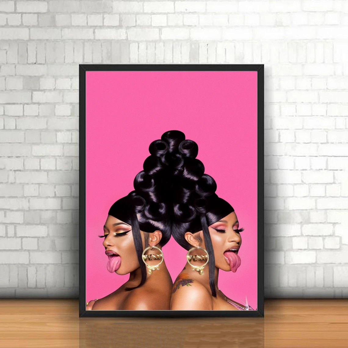 Cardi B Megan Thee Stallion Team Up For WAP Music Album Cover Poster Rap Hip Hop Pop Music Star Canvas Poster Print  (No Frame)