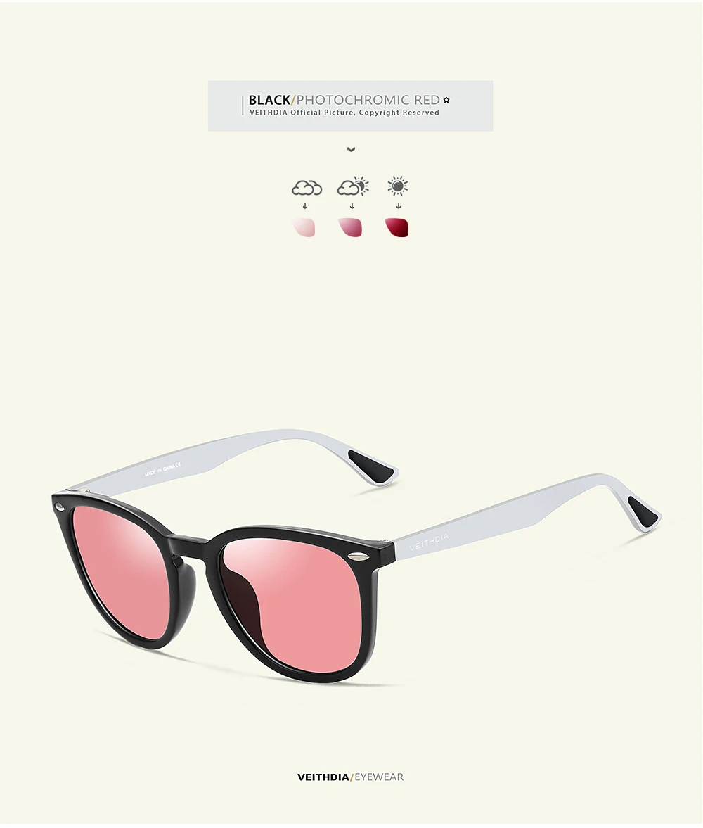 VEITHDIA Marke Sonnenbrille Aluminium + TR90 männer Photochrome Spiegel Sonnenbrille Brillen Vintage Outdoor Brillen Für Frauen 6116 – Detail 21
