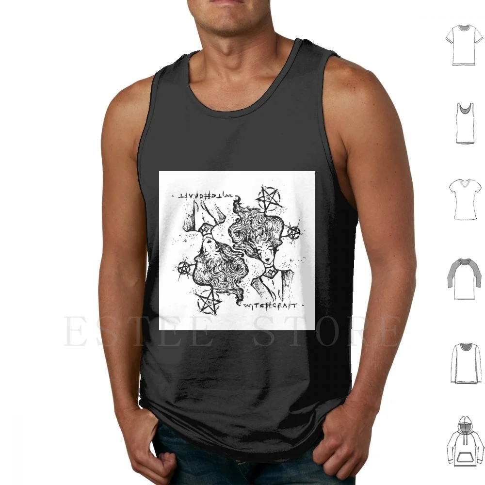 Tank Tops Vest Magic Black Black Magic White Cosmo Universe Fire Witch Wizardry