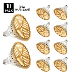 Full Spectrum Sunlike LED Grow Light Bulb, Plant Phytolamp, Plantas de Interior Crescendo, Sistema Hidroponia, Estufa, E27, 100W, 10Pcs