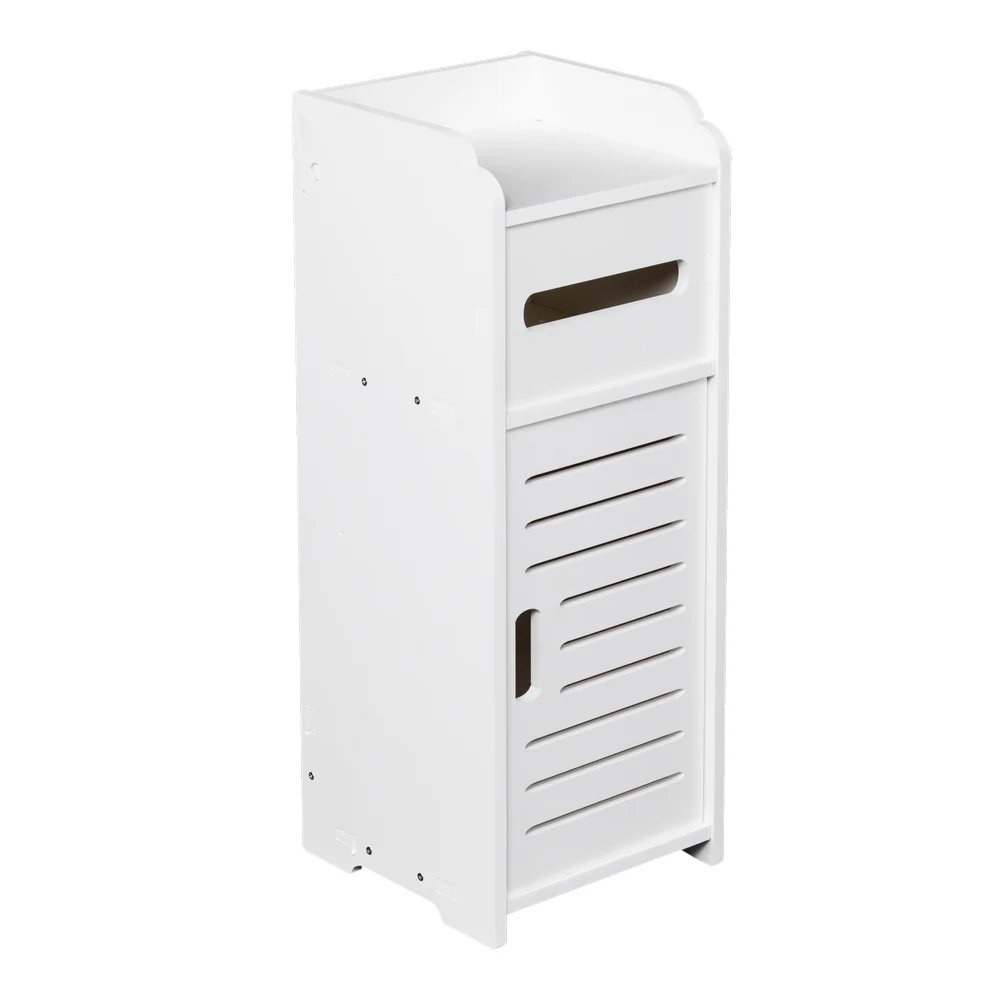 Bathroom Storage Cabinet with One Door Model Two White  Bathroom Cabinet (19 x 22 x 56)cm US Warehouse