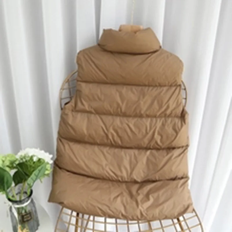 High Quality 90% White Goose Down Unisex Vest Autumn Down Women's Short Vest Jacket Sleeveless Portable Office Lady