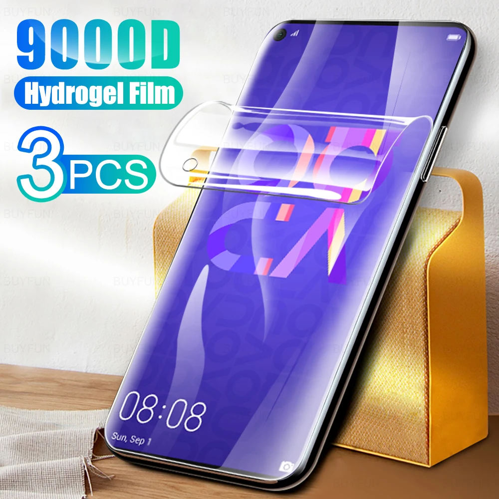 3Pcs 9000D Full Cover Hydrogel Film For Huawei Nova 5T 6se 7i 7se 4e 6.26