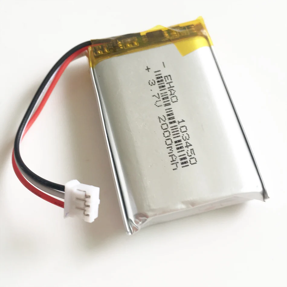 3.7V 2000mAh polimer Lipo akumulator litowy 103450 z wtyczką JST PH 2.0mm 3pin do nawigacja GPS kamery e-book DVD