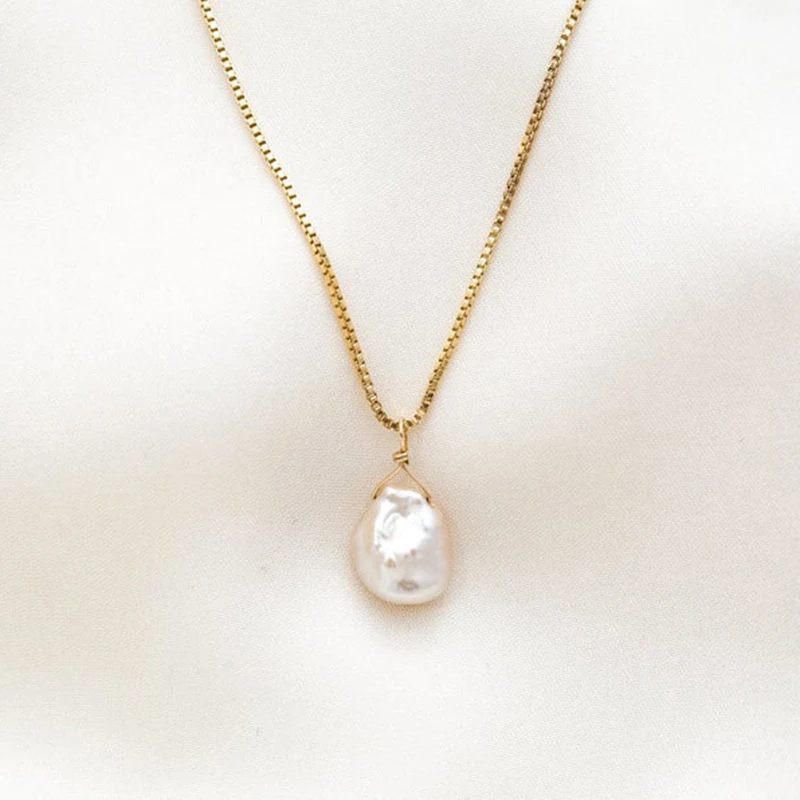 Natural Baroque Pearl Necklace Handmade Jewelry Gold Filled Choker  Pendants Femme Kolye Collares Boho Necklace For Women