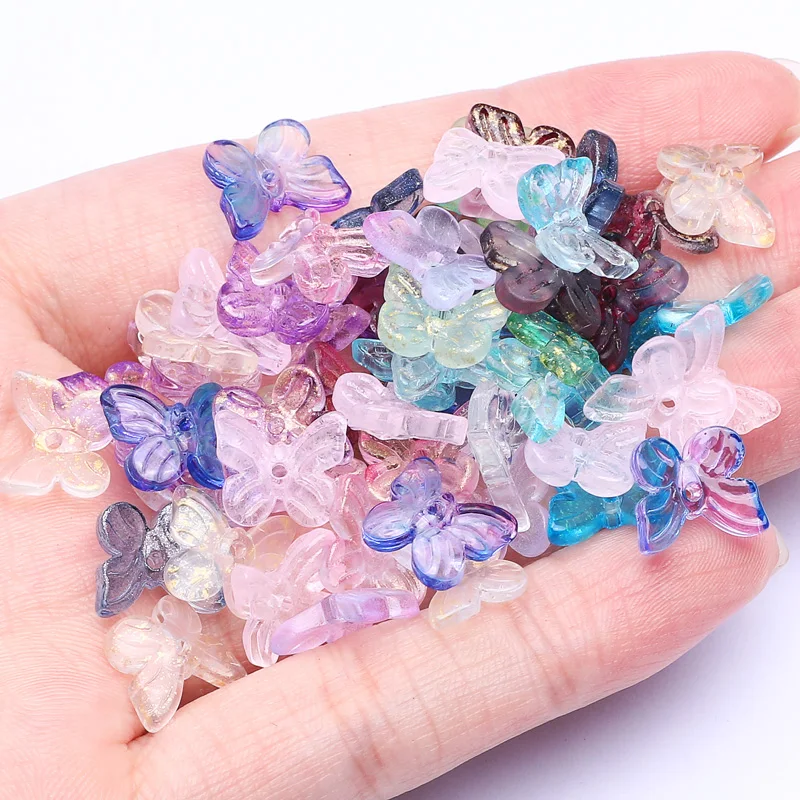 20-100pcs/lot 10mm Multicolor Small Butterfly Czech Glass Beads Crystal Loose Spacer Beads for Jewelry Making Diy Accessories