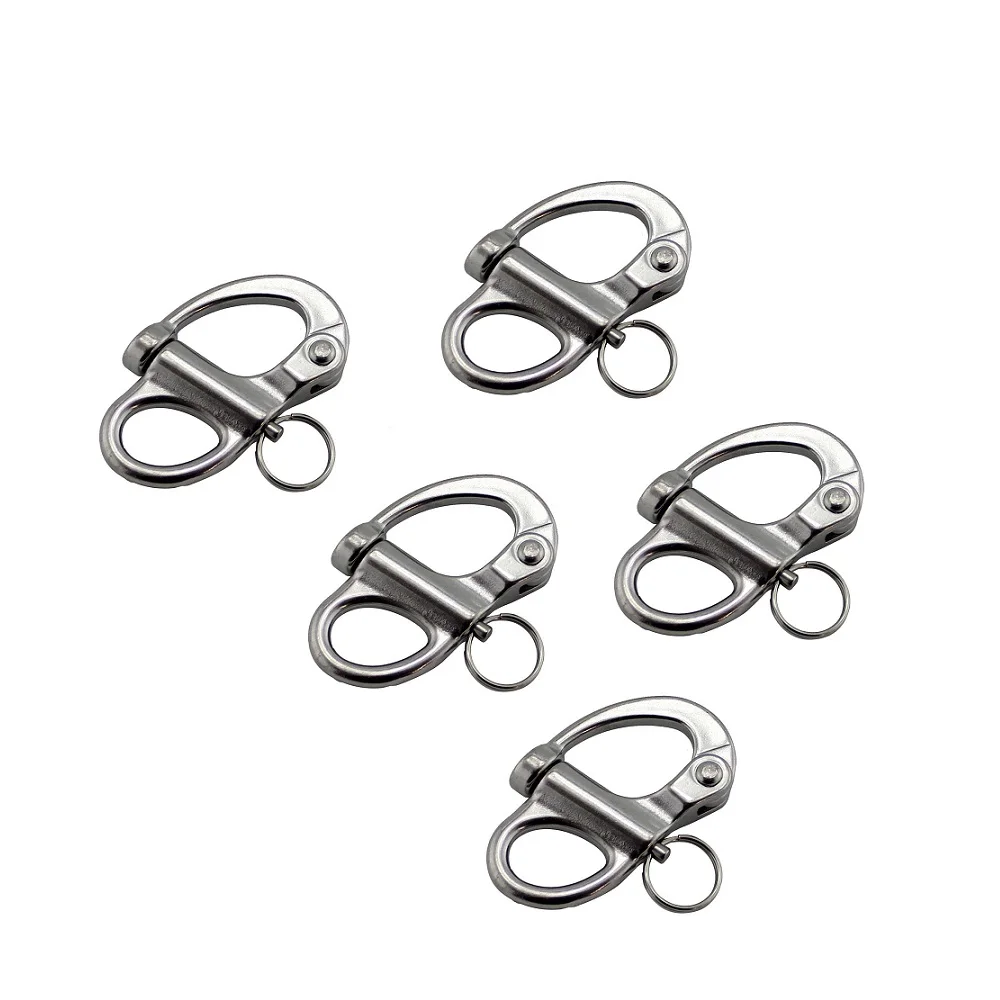 5PCS 316 Stainless Steel 35mm 52mm 69mm 96mm Fixed Snap Shackle Marine Boat Hardware Mini Small Large Heavy Duty Snap Shackles