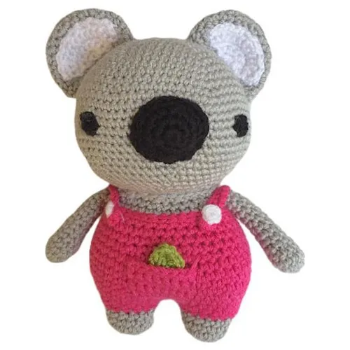 Amigurumi Hand-Knitted Toy Koala Gardener Fuchsia 17 Cm