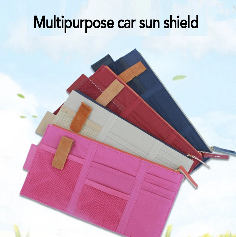 Car Multi-function Sun Visor Storage Holder Vehicle Pocket Organizer Sun Shade Storage Board