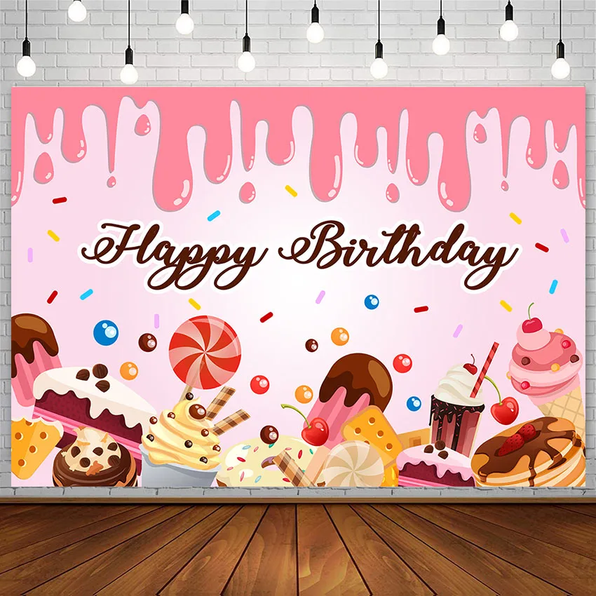 Sweet Candyland-fondo fotográfico para estudio fotográfico, telón de fondo con diseño de pastel de cumpleaños, fiesta de cumpleaños, helado, Baby, decoración