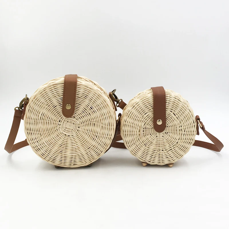 Handmade Round Straw Beach Bag Women Rattan Shoulder Crossbody Bags Bohemian Summer Rattan Weave Female Messenger Bag