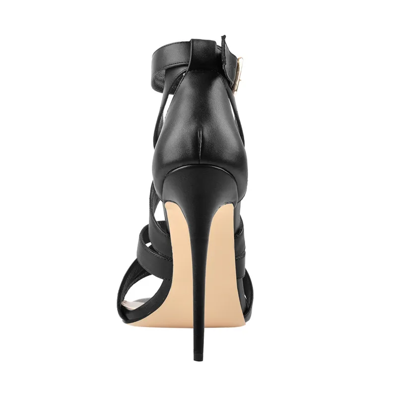 Onlymake Peep Toe Cross Strap Stiletto Heel Sandals