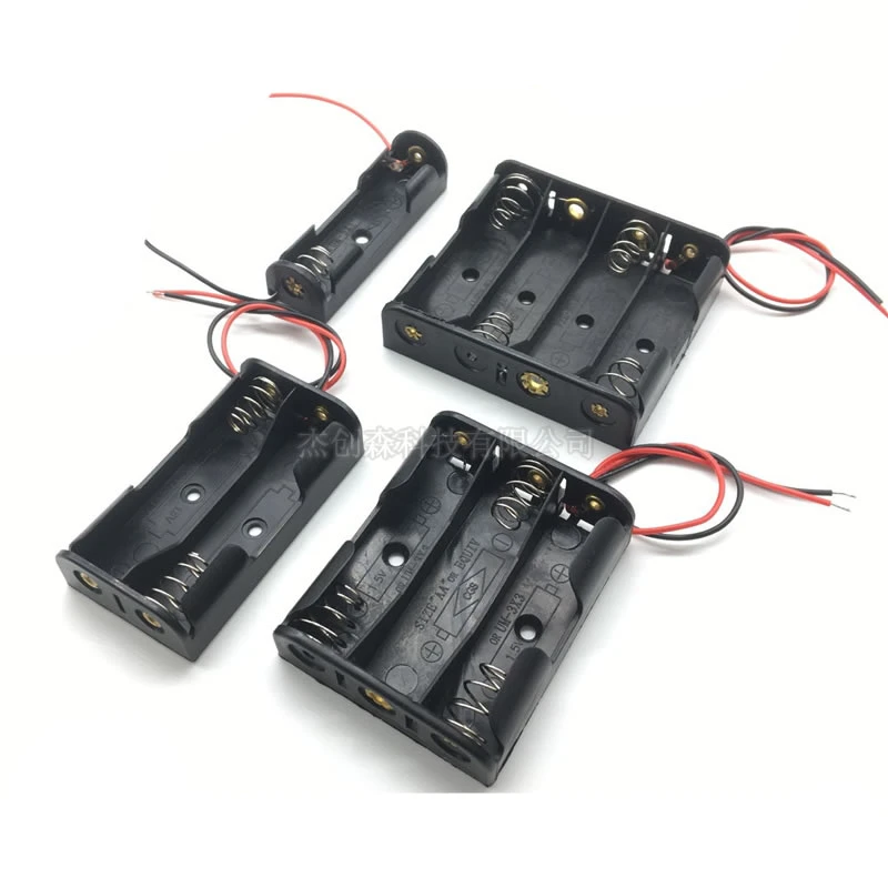 Black Plastic 1x 2x 3x 4x 18650 Battery  Box Case 1 2 3 4 Slot Way DIY Batteries Clip With Wire Lead Pin