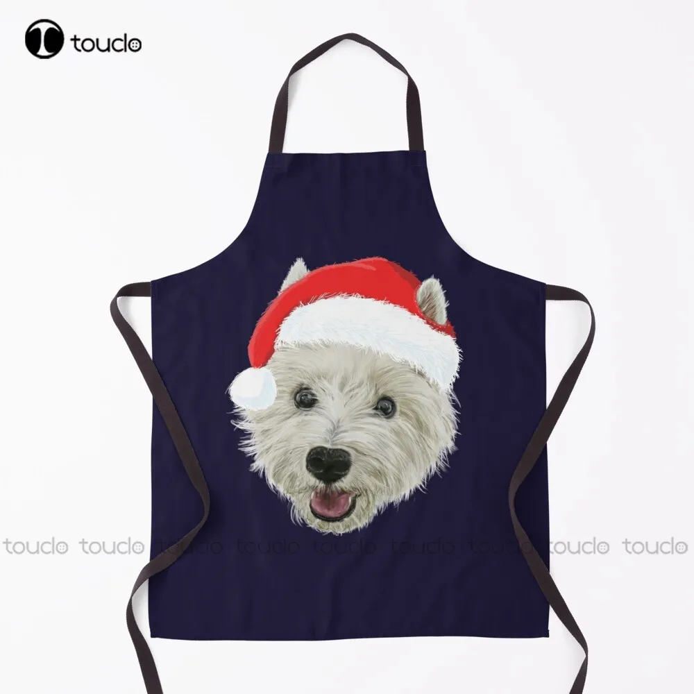 West Highland Terrier Christmas Santa Hat  Apron Server Aprons For Waitress Cute For Women Men Unisex Adult