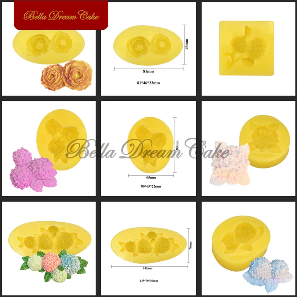 3D Hydrangea Silicone Mold Fondant Chocolate Mousse Mould DIY Candle Soap Plaster Craft Molds Cake Decorating Tools Bakeware