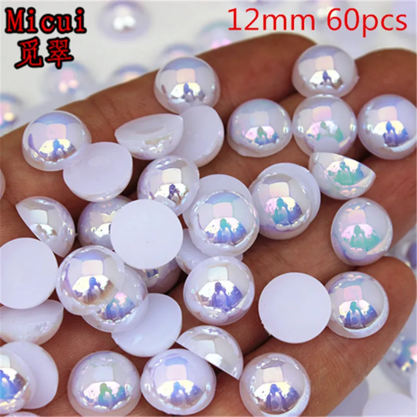 Mix Size AB color Flatback Half Round Pearl Craft ABS Imitation Pearl Acrylic Rhinestones Scrapbook Beads 3D Non HotFix Nail Art