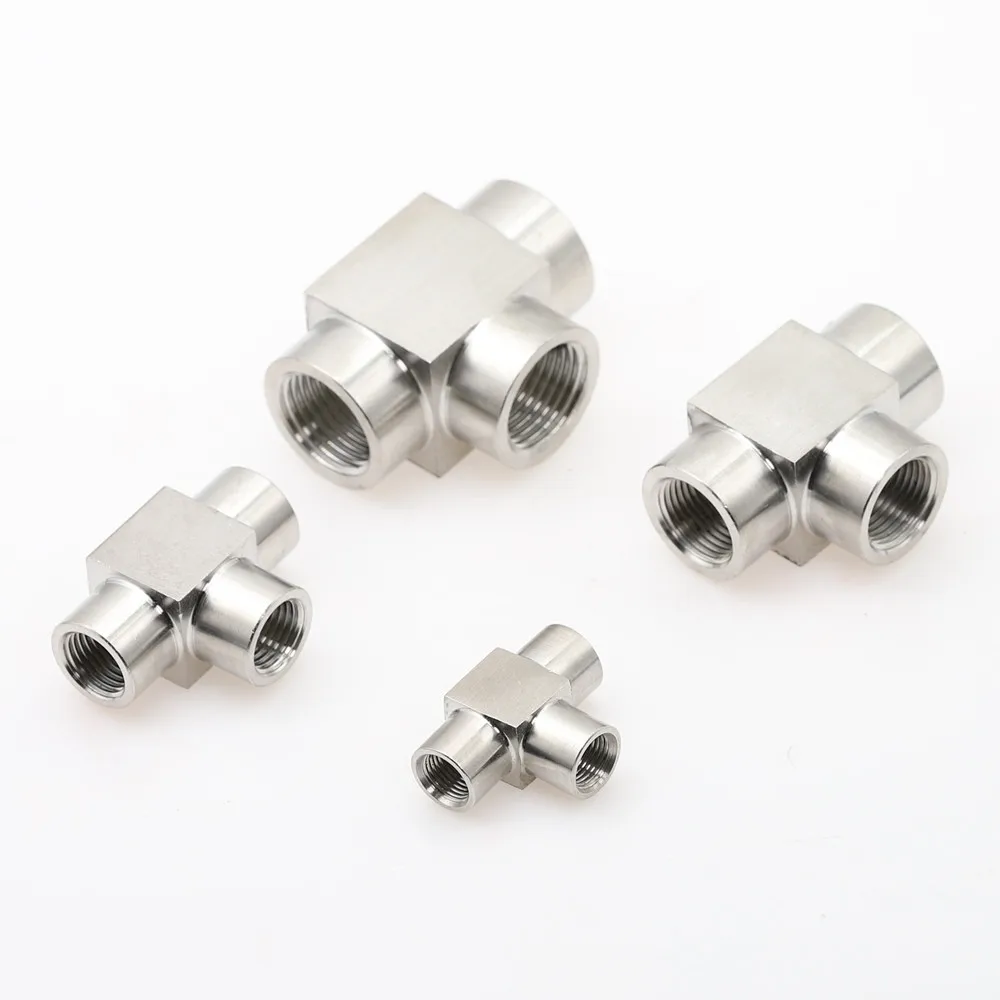 1pcs SS304 1/8 "1/4" 3/8 "1/2" Bsp 3 Way 304 Rvs Tee pijp Connector Adapter