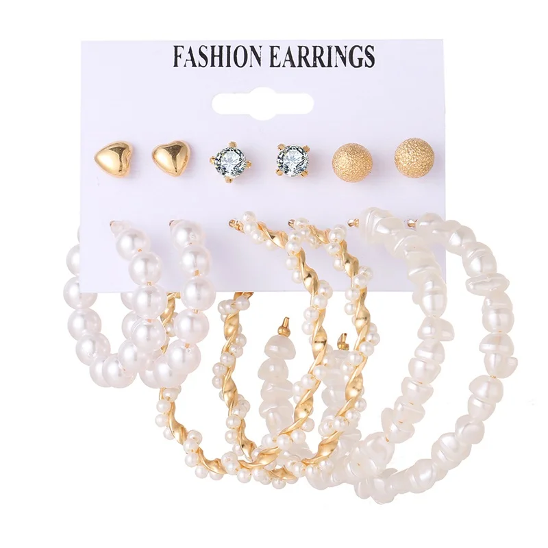 Fashion Jewelry Earring Set Women Bohemia Pearl Geometric Pendant Earring Statement Korean Brincos Earrings 2020 NEW