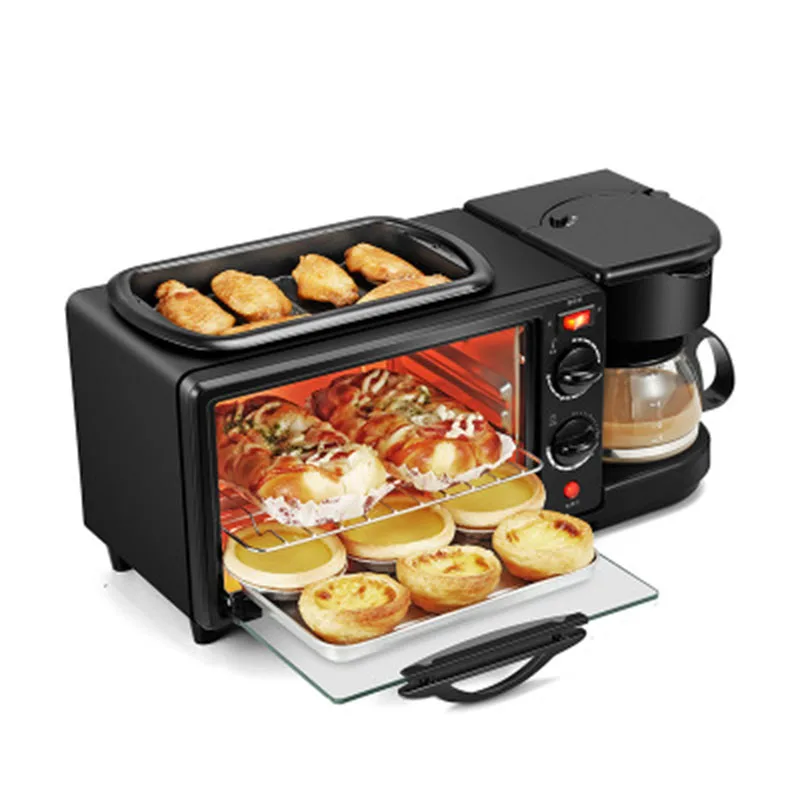 NEW 3 in 1 Breakfast Making Machine Multifunction Mini Drip Coffee Maker Bread Pizza Oven Frying pan Toaster Breakfast Machine