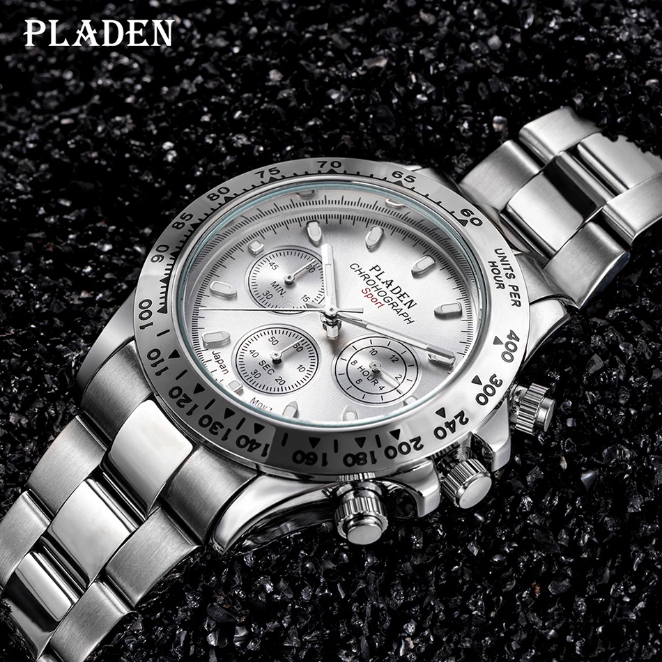 PLADEN Fashion Watch For Men Business Chronograph Stainless Steel Quartz Watches Male Sport Luminous Dive Montre Homme Gift 2022