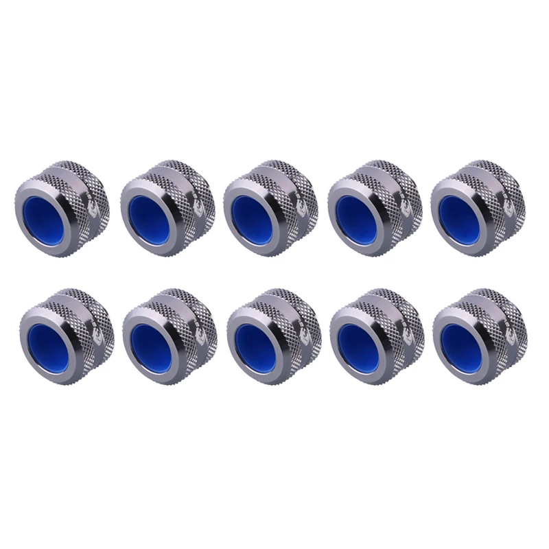 10pcs Bykski Anti Off Hard Tube 10X14MM Hand Compression Fittings,Black,Red,White,Gold,Silver, Blue G1/4 \