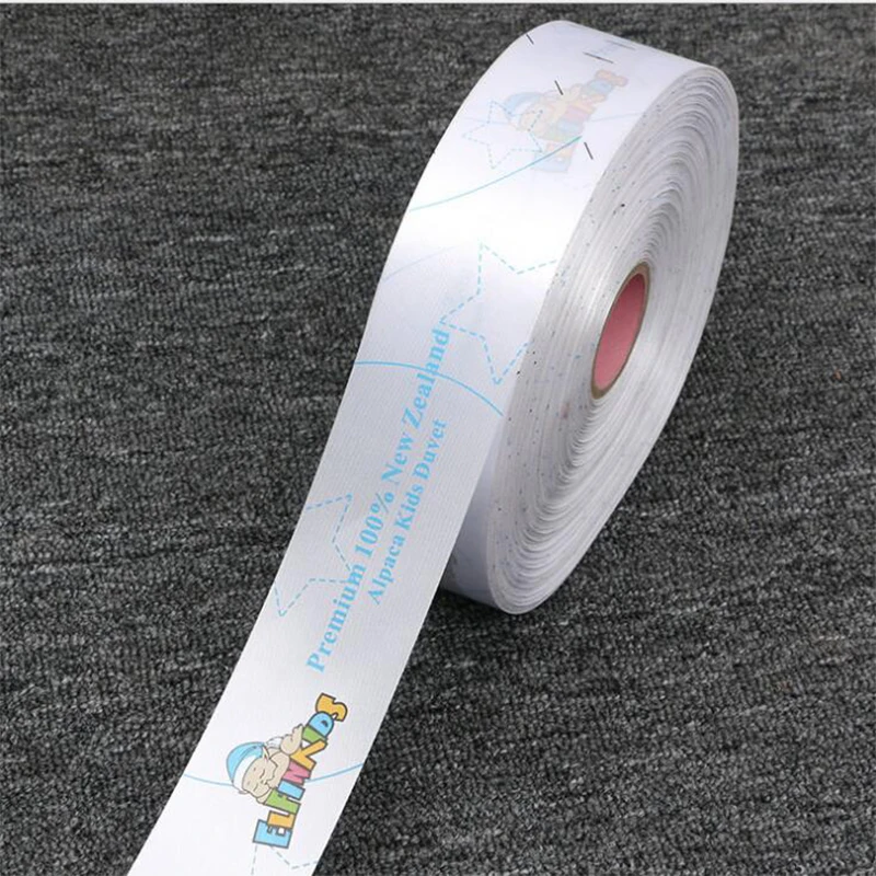 Custom Printed Private Brand Name Logo Soft Satin Material Polyester Clothing Washing Care Label