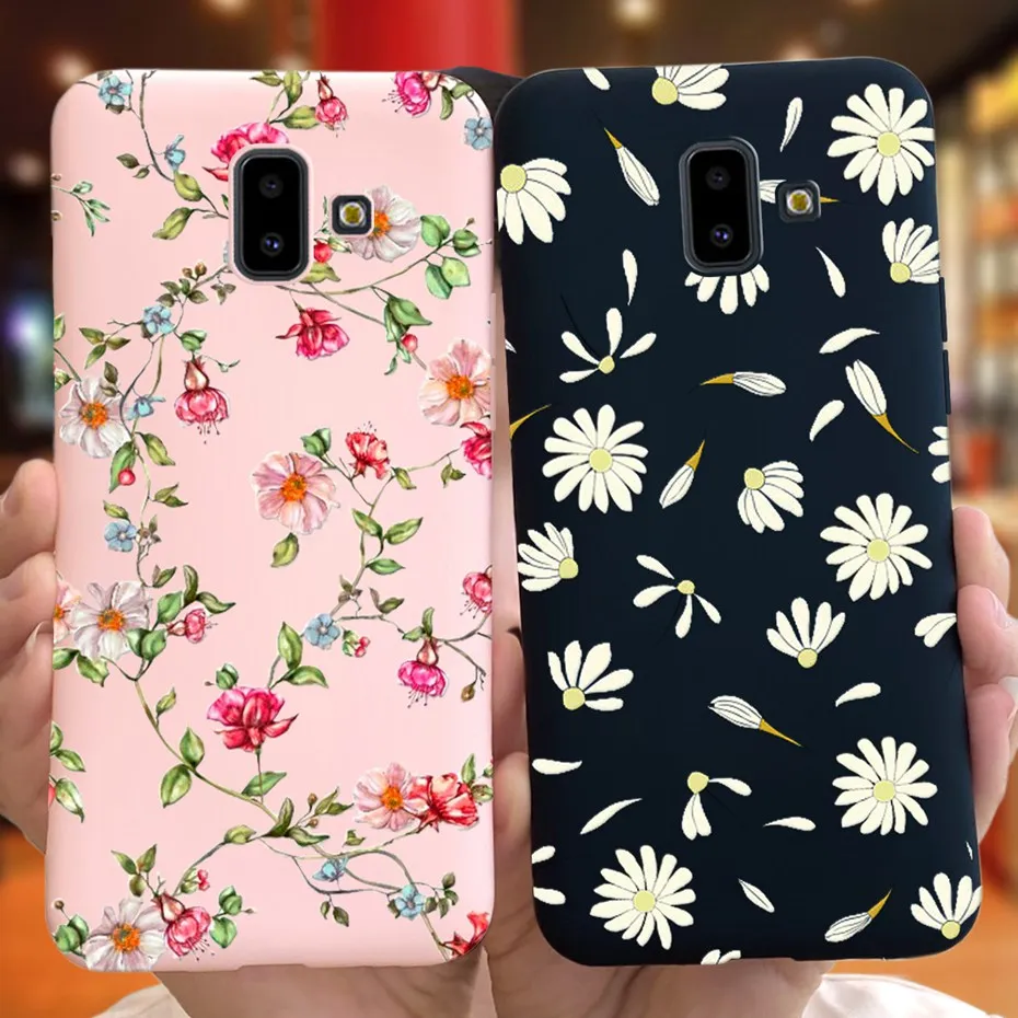 For Samsung Galaxy J6 Plus 2018 Case Silicone Phone Back Cover For Samsung J6 2018 J 6 J6Plus J600 J610 Coque Flower Soft Fundas