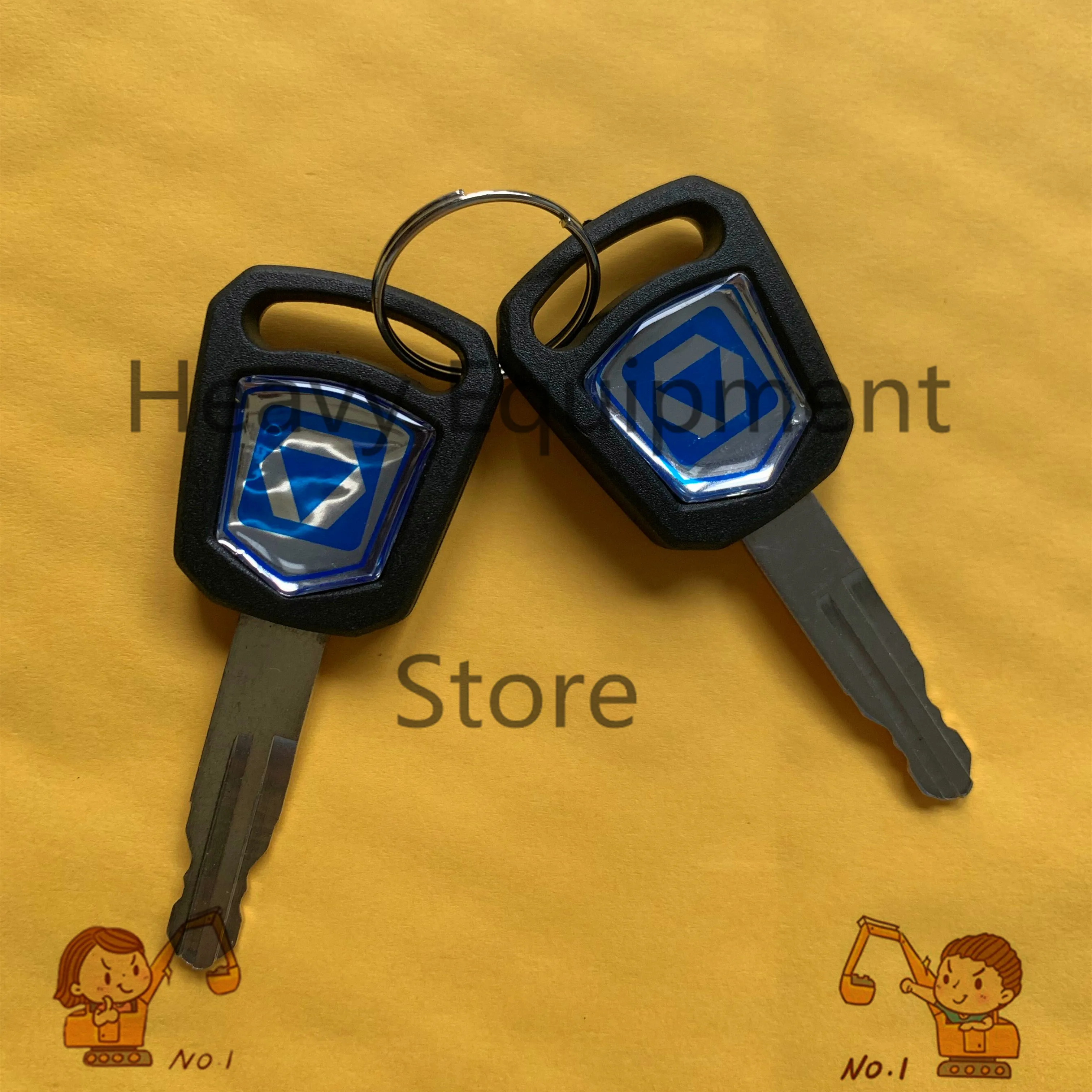 

2 Pcs Key For XCMG Excavator key NEW style For 75DA 60D 215 200 Ignition key Door lock key