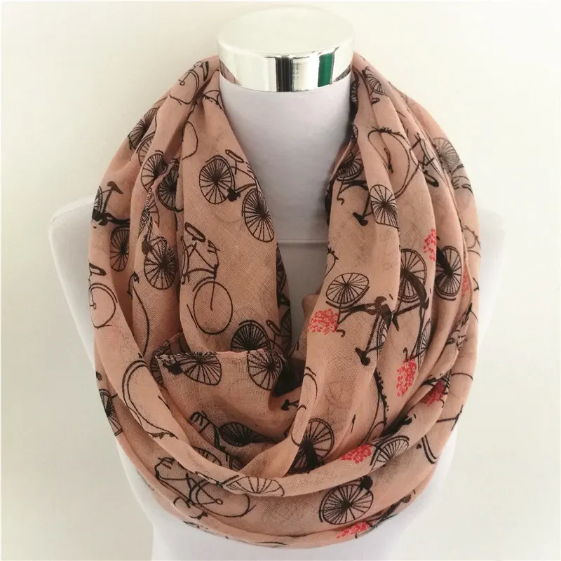 Multi-Usage Fashion Women Bicycle infinity scarf Prints Shawl Lady Stripe Scarf Popular ring scarves for four seasons