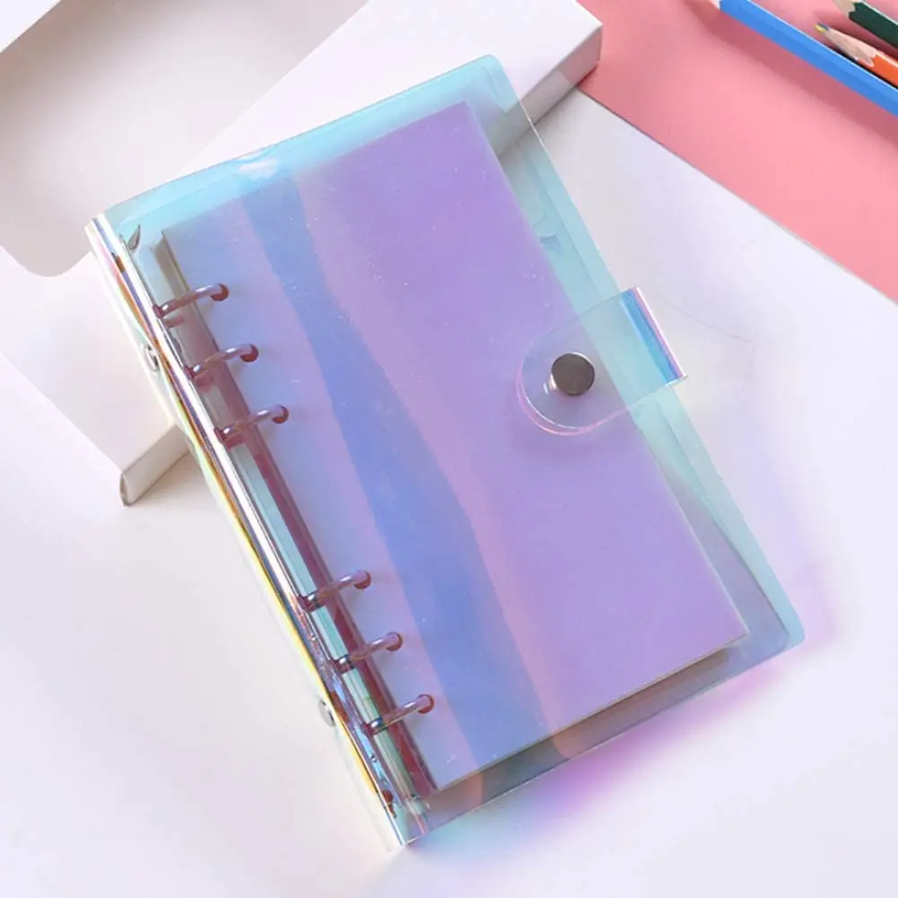 A5 Binder Cover 6 Ring Loose Leaf Planner Refillable Notebook Shell with Snap Button Closure For Planner Pages Dazzling Rainbow