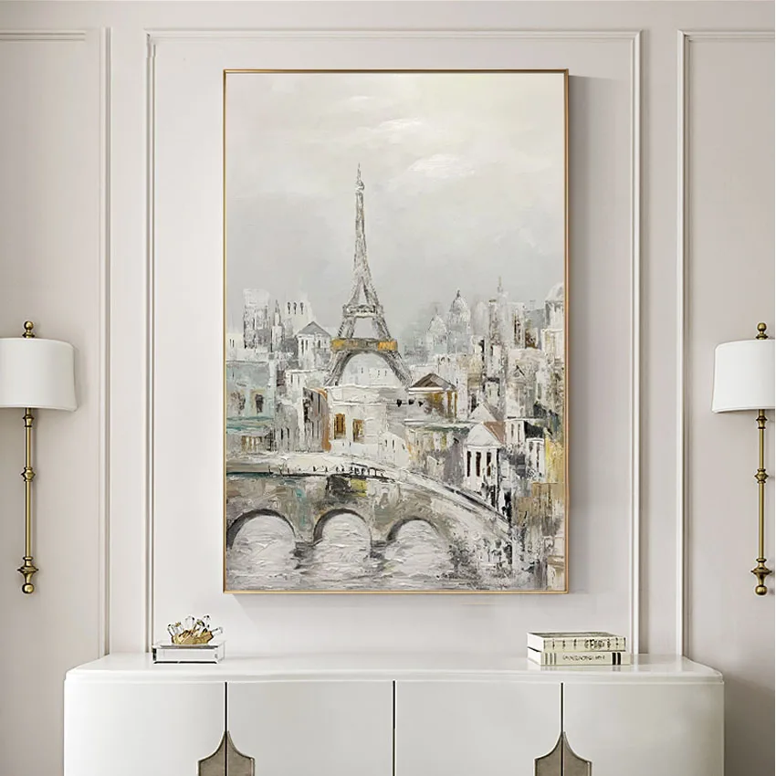 

Эйфелева башня ручной работы холст безрамная картина маслом домашний декор абстрактное искусство плакат для спальни гостиной отель ресторан КТВ