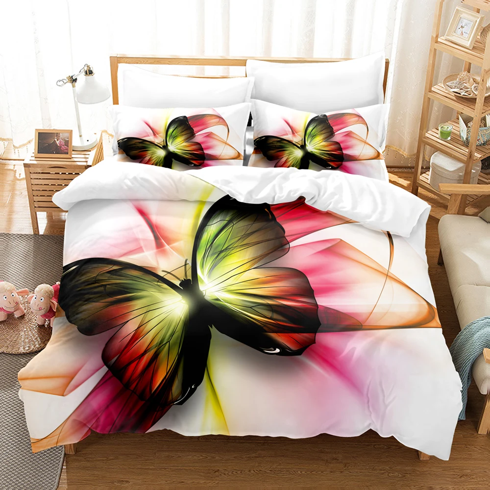 

Butterfly Duvet Cover with Pillow Cover Single Double Twin Full Queen King Bed Set Juego De Cama Queen Girl Bedding Set