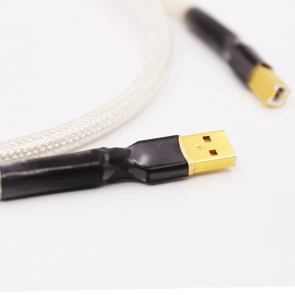Cable Usb QED Hifi de alta calidad, Cable de datos DAC de alta calidad 6N OCC tipo A-B, chapado en plata