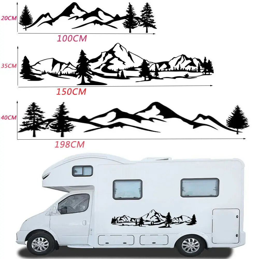 

High Quality RV sticker Tree Decal Mountain Scene car Sticker Forest Vinyl Graphic Kit For Camper RV Trailer Car Accessories