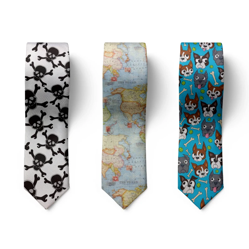 New Fashion Skull Punk Trend Men's Tie Novelty 8cm Slim Casual Dog Nylon Men's Tie Party Wedding Party Accessories Tie Cravatta