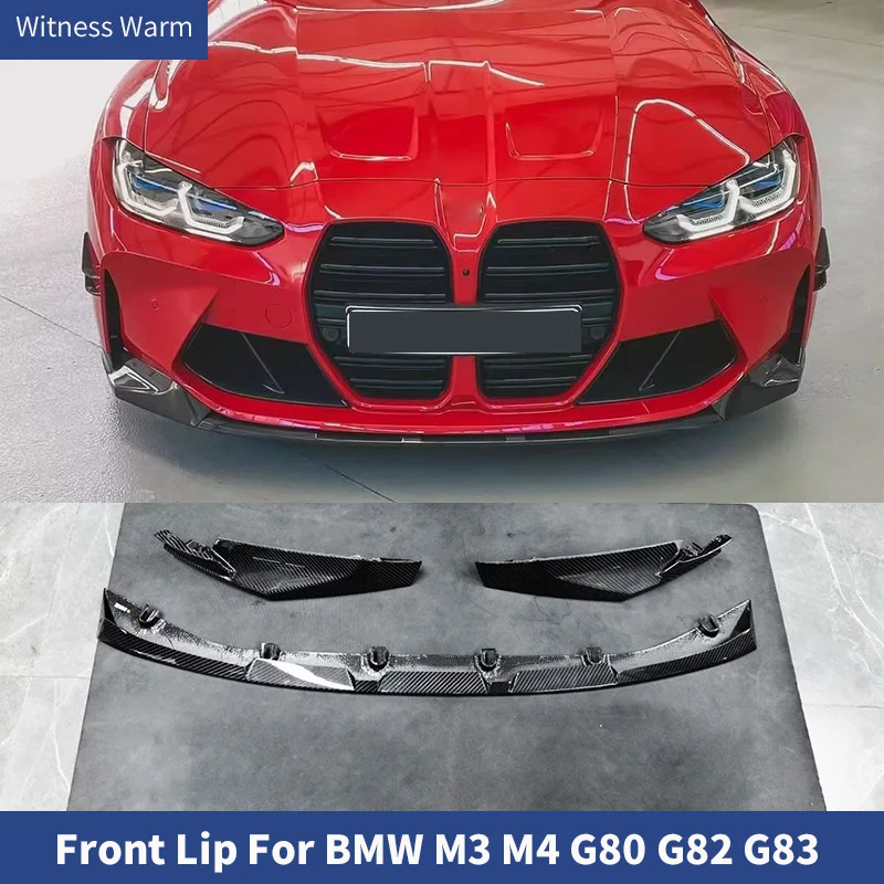 

MP Style Dry Carbon Fiber Car Front Bumper Lip Chin Shovel 3PCS Splitters For BMW M3 M4 G80 G82 G83 2020+ Car Tuning