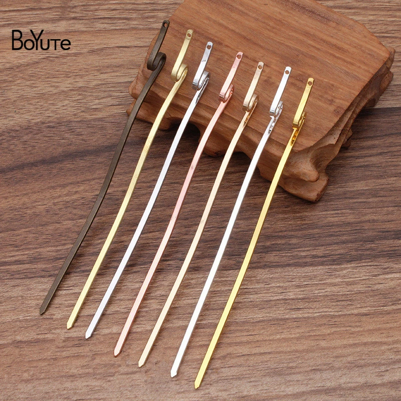 Boyute (10 Stuks/partij) 150*3Mm Metaal Messing Slang Vormige Haar Stok Met Gat Handgemaakte Diy Haaraccessoires