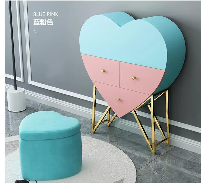 Multifunctional dressing table heart-shaped bedroom wall-mounted dressing table with lamp net red princess dressing table light