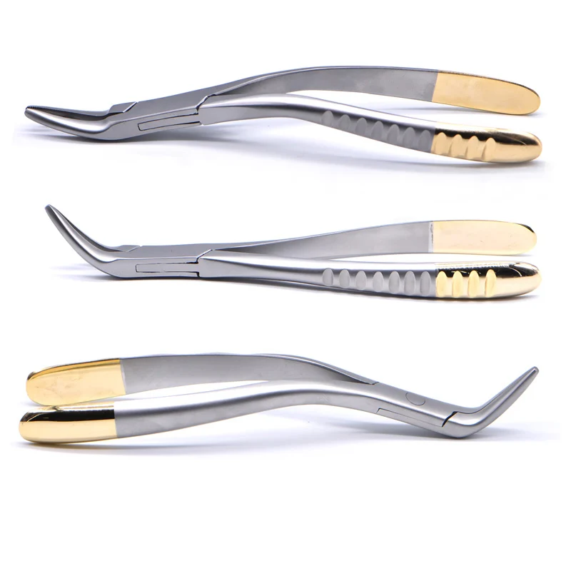 1pc Dental Residual Root Tweezers Tooth Extraction Forceps Curved Maxillary Mandibular Teeth Universal Pliers Dentist Tools