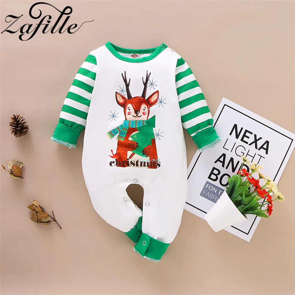 ZAFILLE My First Christmas Baby Clothes Xmas Elk Printed 2022 New Year\'s Costume Baby\'s Rompers Christmas Clothes For Baby