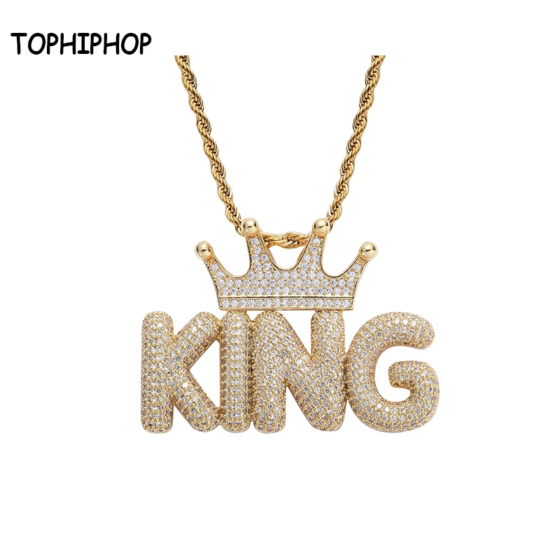 

TOPHIPHOP New Crown Letter Pendant Pavé Cubic Zircon Hip Hop Fashion Men's Women's Jewelry Gift Free Combination Necklace