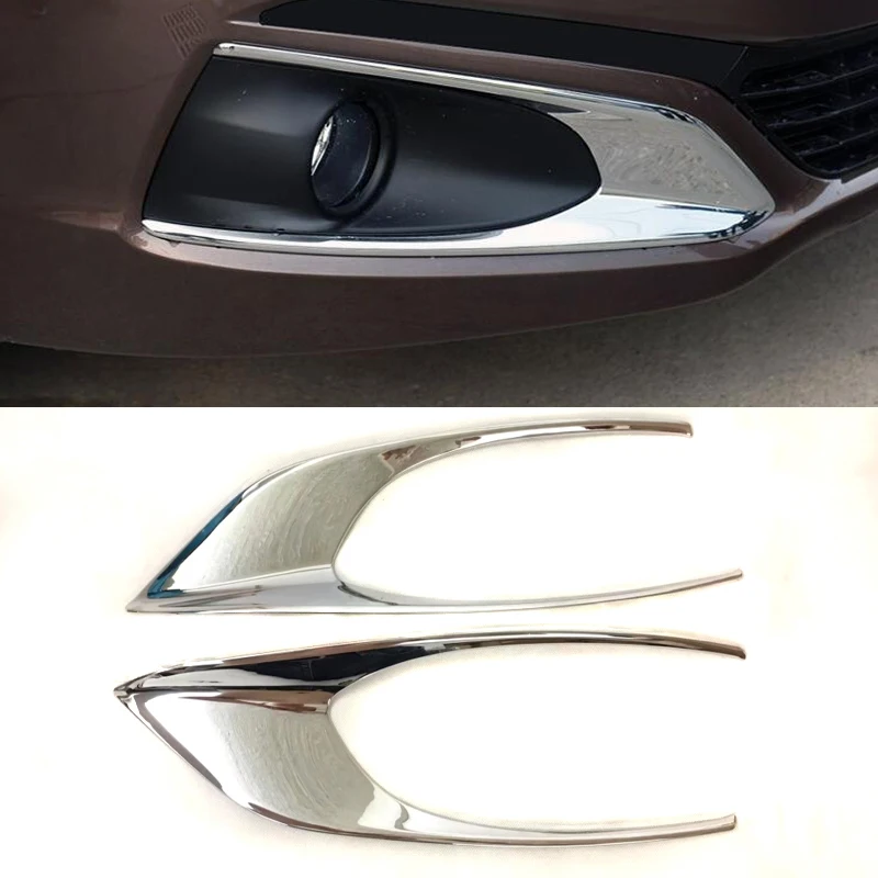 For Peugeot 301 2017 Chrome Front Fog Light Frame Trim Head Fog Lamp Cover Bumper Bezel Hoods Styling