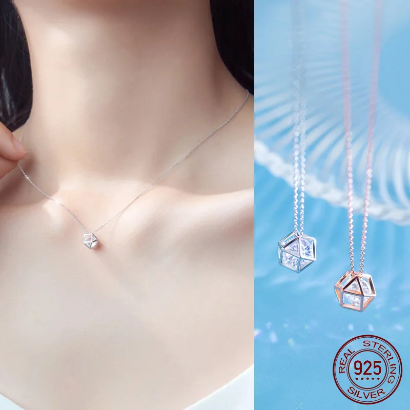 

Женское серебряное ожерелье-цепочка La Monada, многогранная подвеска, модное минималистичное Серебряное украшение 925 пробы на шею, женские ожерелья