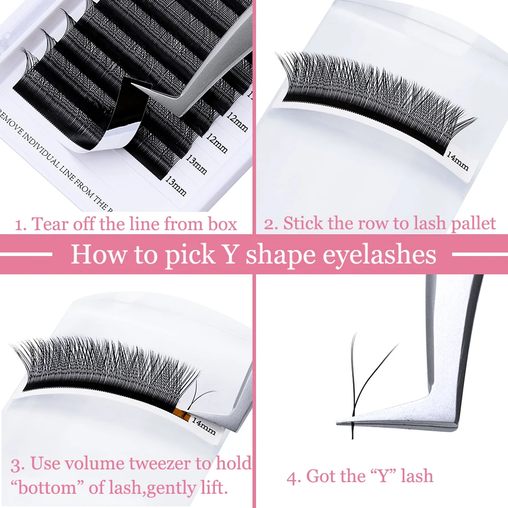 Fadvan YY Shape Eyelash Extensions 0.05 Soft Natural Split Tip Y Lashes Makeup Supplies