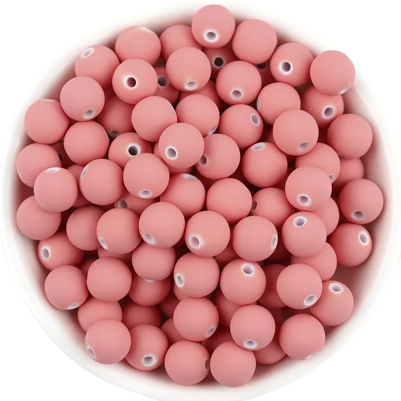 100pcs/lot Ball Beads Acrylic Losse Beads For Handmade Necklace Bracelet DIY Jewelry Making Supplies Findings Solid Color Beads